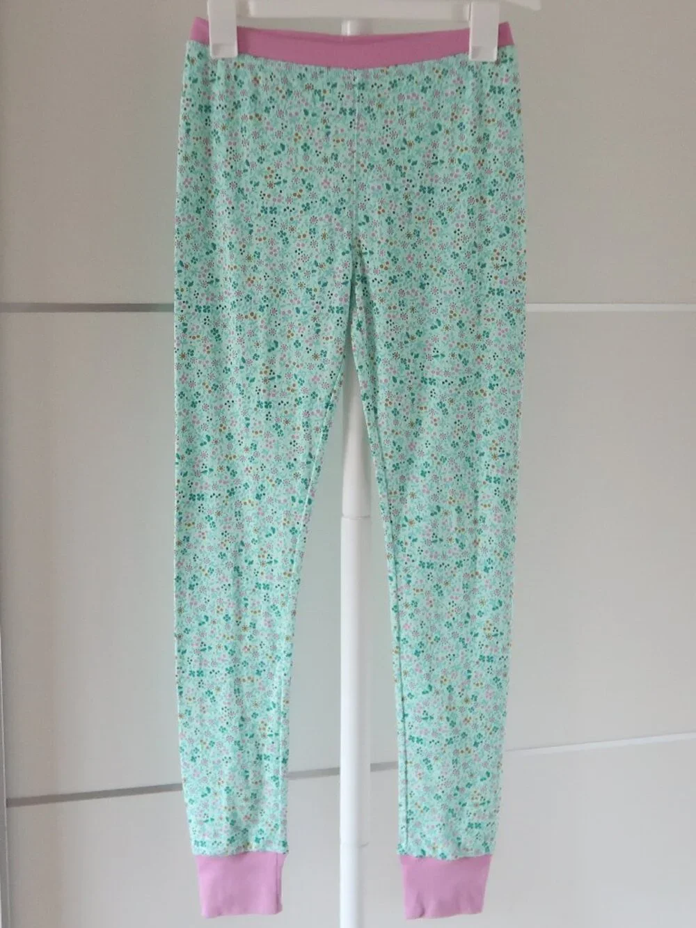 J. Crew Crewcuts Girls 14 Floral Cotton Pajama Set Mint Green Pink Long Sleeve